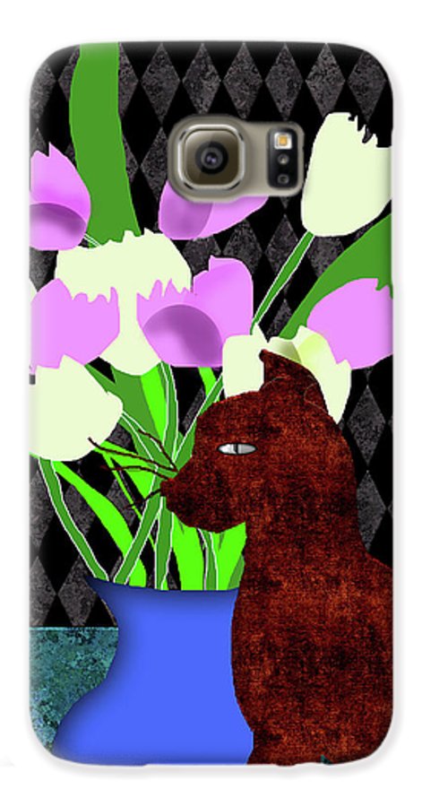 The Cat and The Tulips - Phone Case