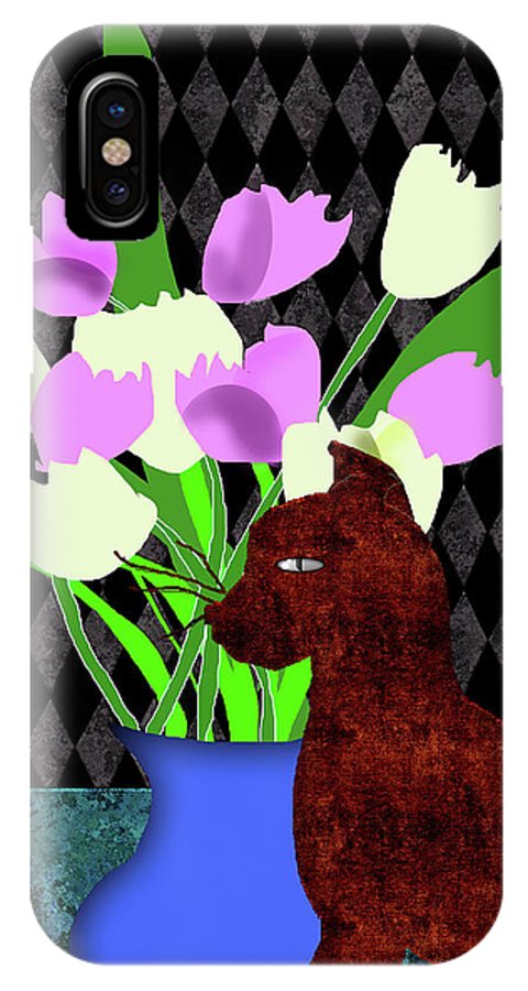 The Cat and The Tulips - Phone Case