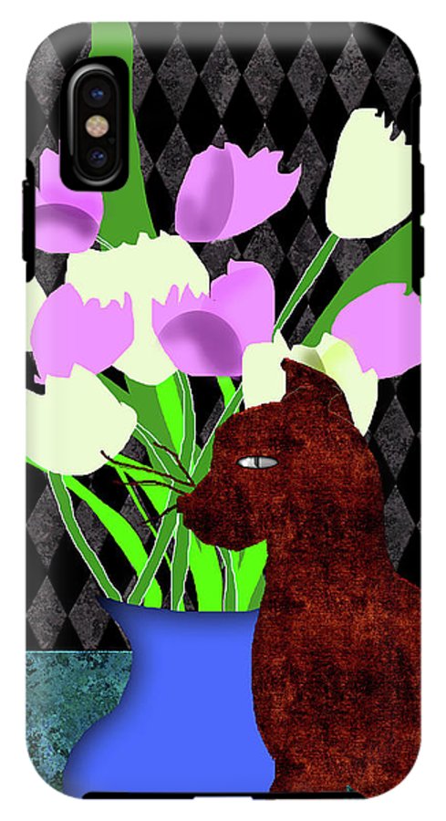 The Cat and The Tulips - Phone Case