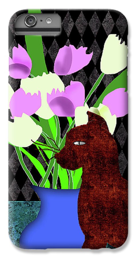 The Cat and The Tulips - Phone Case
