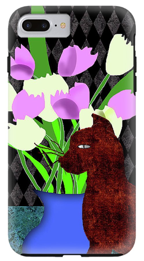 The Cat and The Tulips - Phone Case
