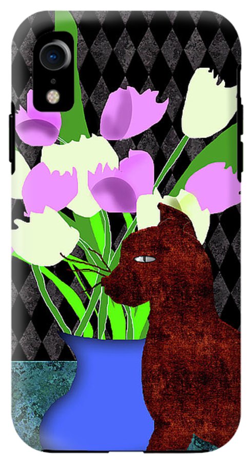The Cat and The Tulips - Phone Case