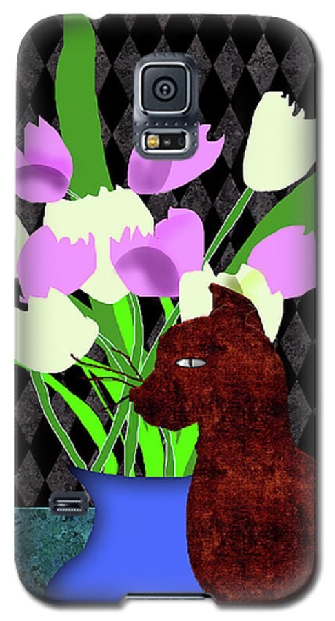 The Cat and The Tulips - Phone Case