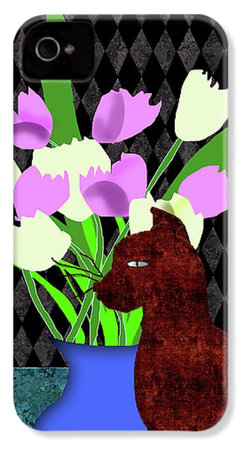 The Cat and The Tulips - Phone Case