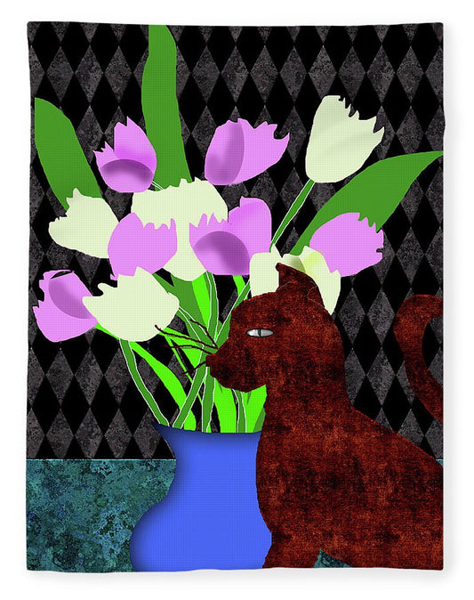 The Cat and The Tulips - Blanket