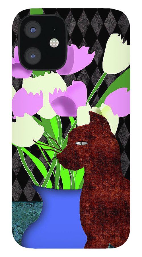 The Cat and The Tulips - Phone Case