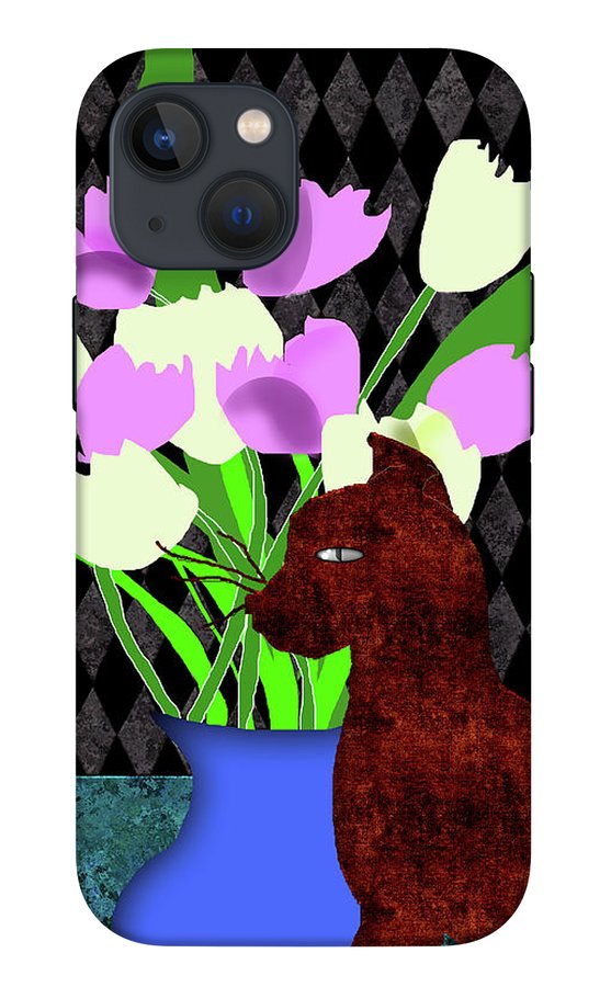 The Cat and The Tulips - Phone Case