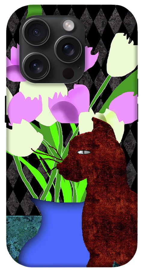 The Cat and The Tulips - Phone Case