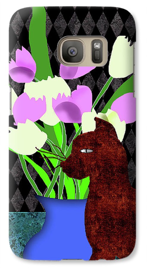 The Cat and The Tulips - Phone Case