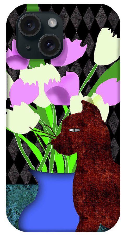 The Cat and The Tulips - Phone Case