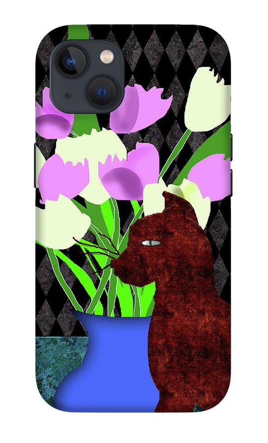 The Cat and The Tulips - Phone Case