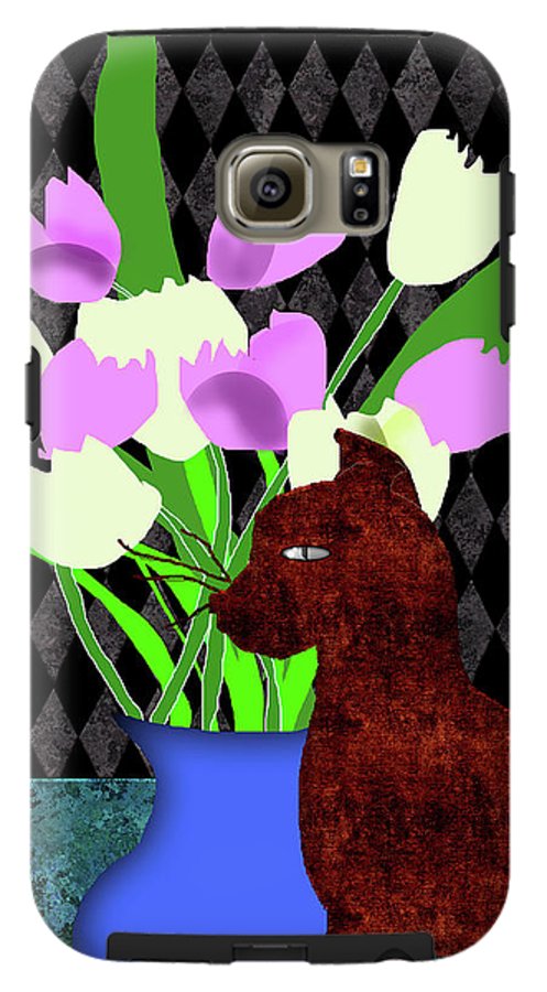 The Cat and The Tulips - Phone Case