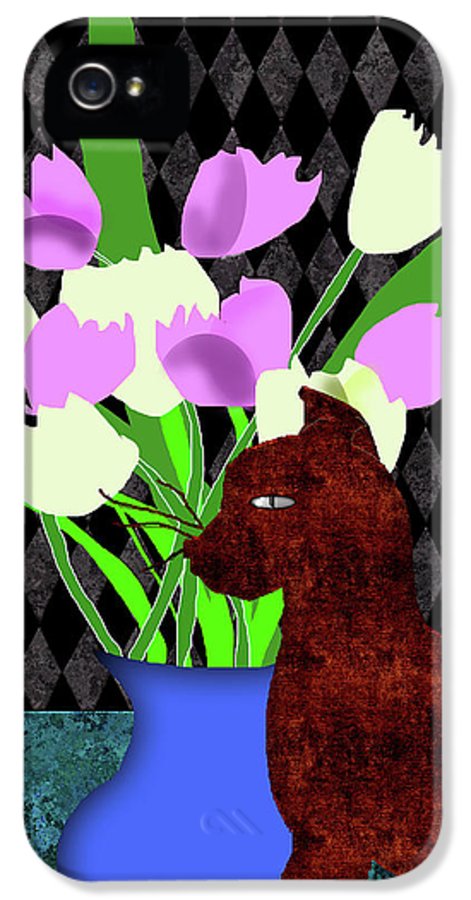 The Cat and The Tulips - Phone Case