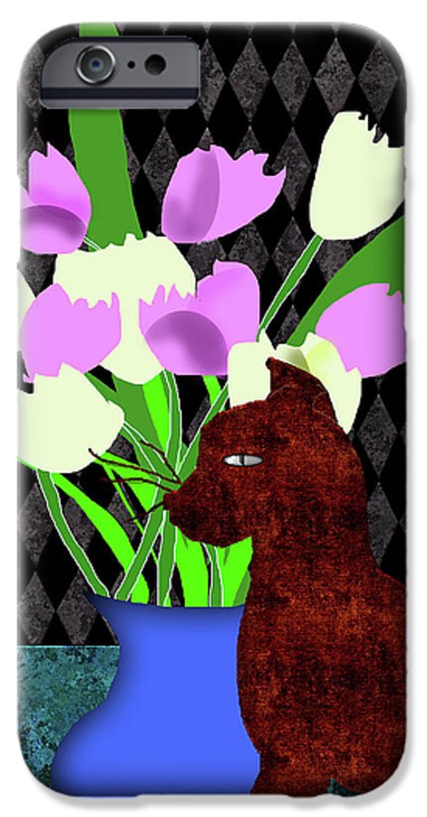 The Cat and The Tulips - Phone Case