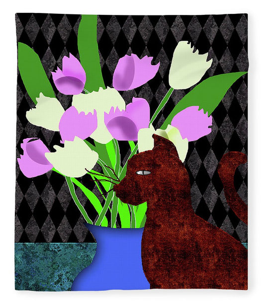 The Cat and The Tulips - Blanket