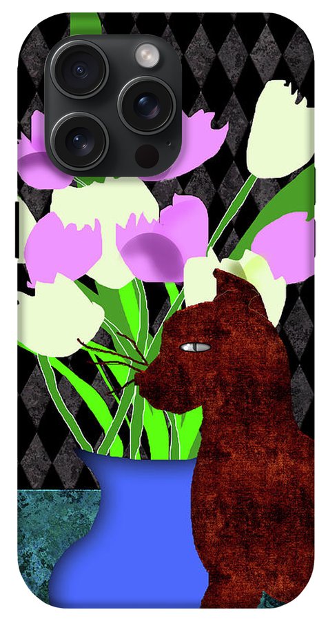 The Cat and The Tulips - Phone Case