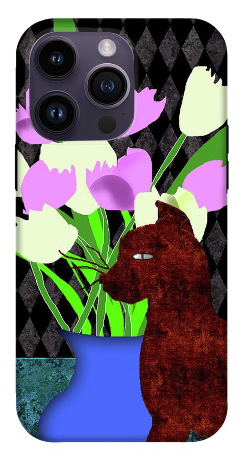 The Cat and The Tulips - Phone Case