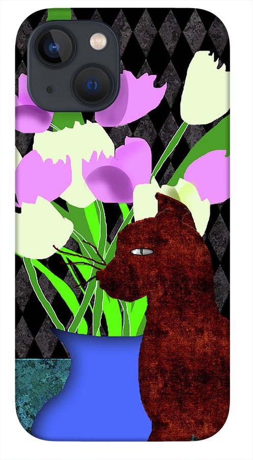 The Cat and The Tulips - Phone Case