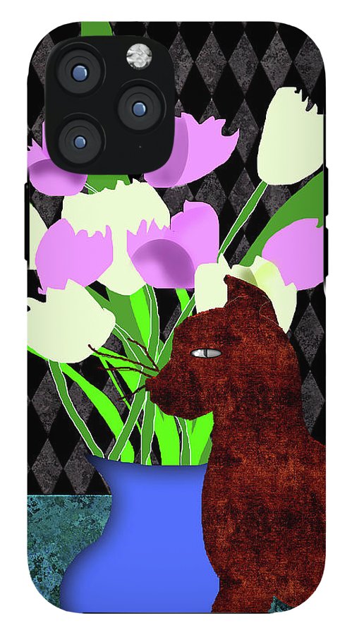 The Cat and The Tulips - Phone Case