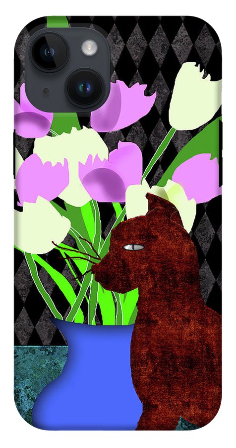 The Cat and The Tulips - Phone Case