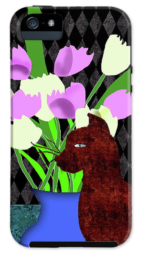 The Cat and The Tulips - Phone Case