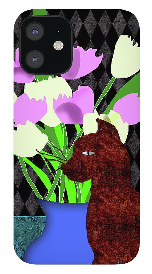 The Cat and The Tulips - Phone Case