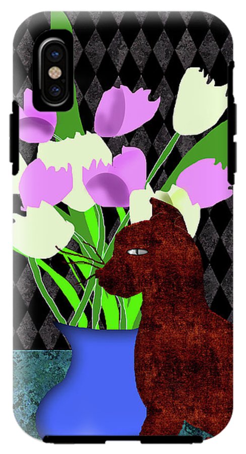 The Cat and The Tulips - Phone Case