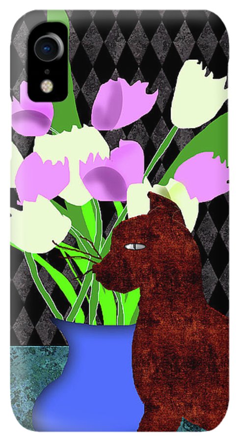 The Cat and The Tulips - Phone Case