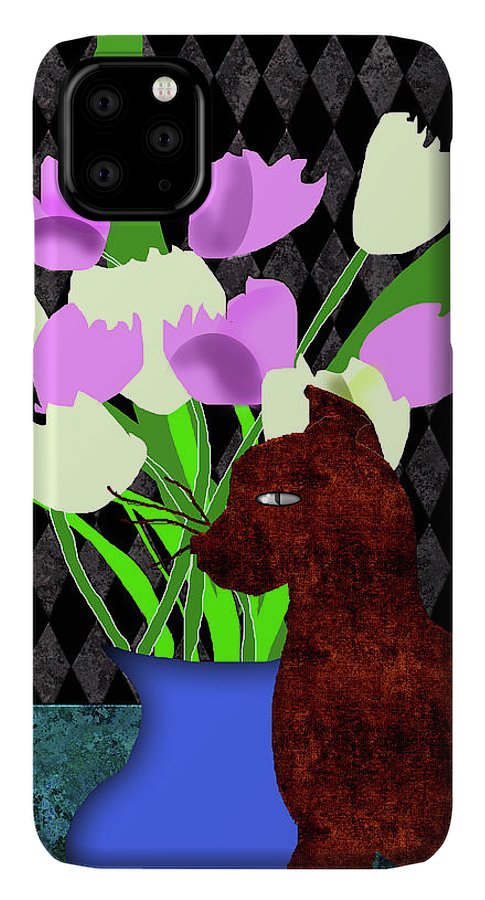 The Cat and The Tulips - Phone Case