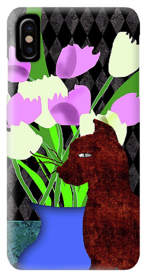 The Cat and The Tulips - Phone Case