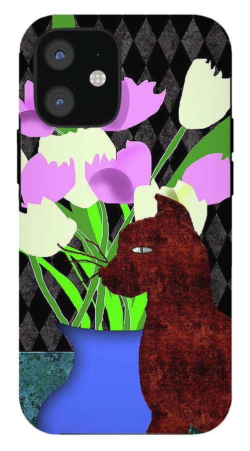The Cat and The Tulips - Phone Case