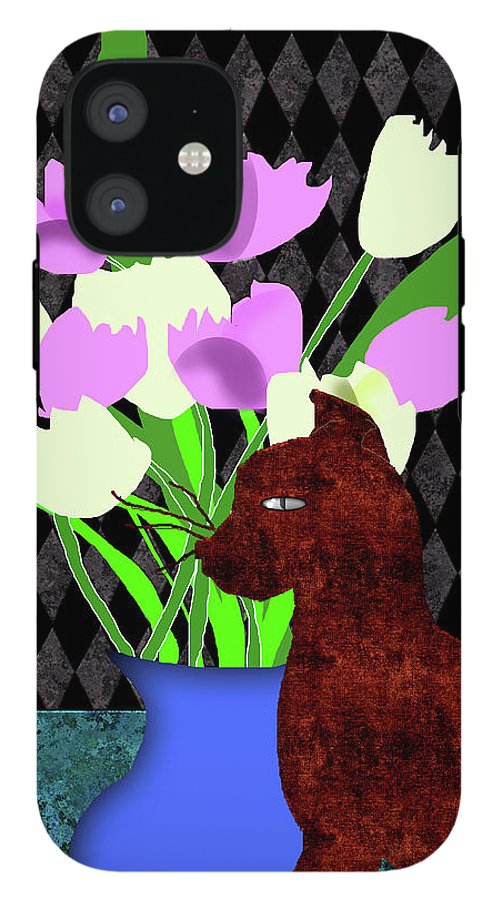 The Cat and The Tulips - Phone Case