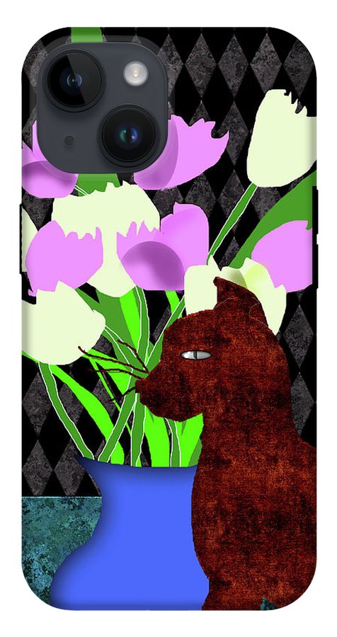 The Cat and The Tulips - Phone Case