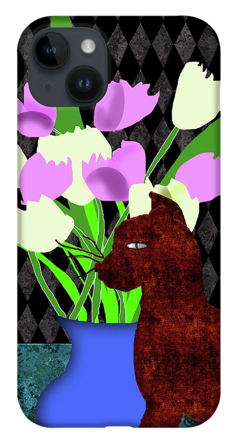 The Cat and The Tulips - Phone Case