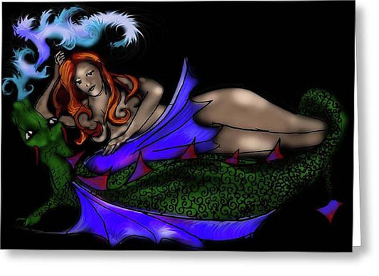 The Maiden and The Dragon - Greeting Card
