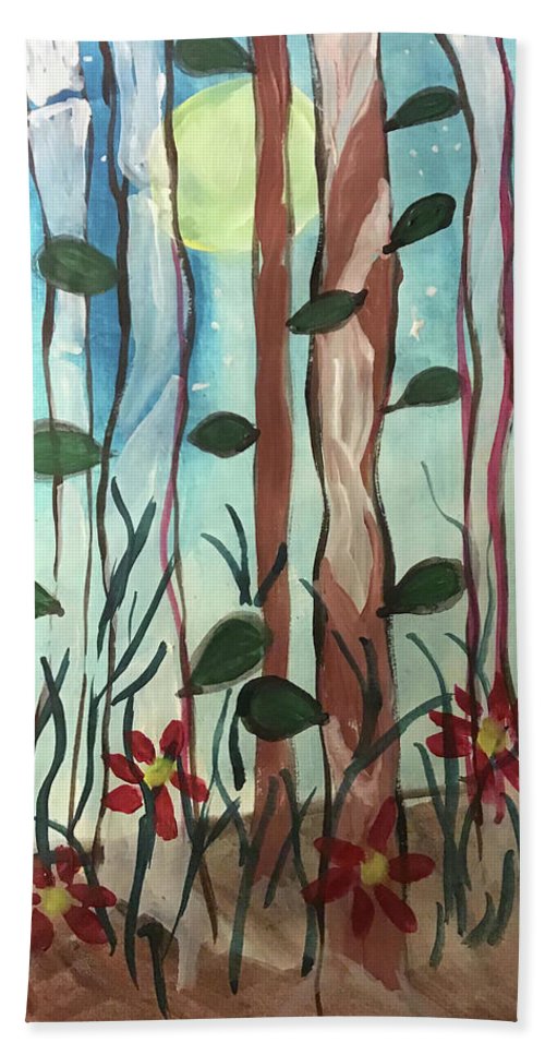 The Moon Behind Trees - Bath Towel