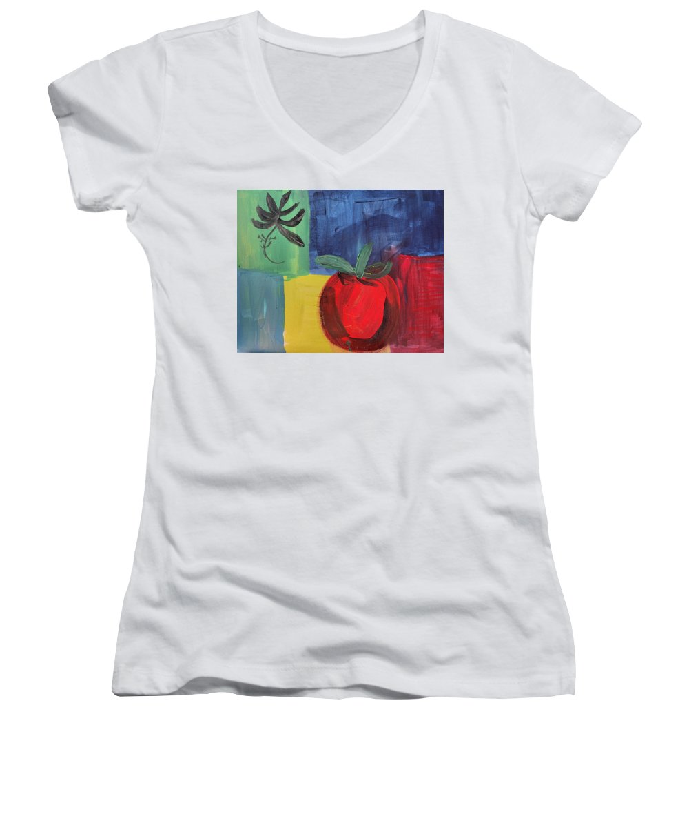 Tomato Basil Abstract - Women's V-Neck