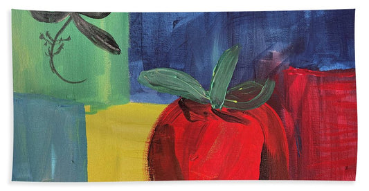 Tomato Basil Abstract - Bath Towel
