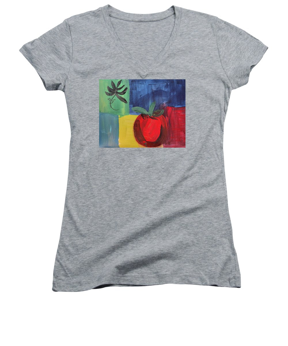 Tomato Basil Abstract - Women's V-Neck