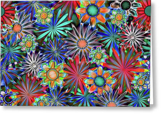 Tropical Daisies Collage - Greeting Card
