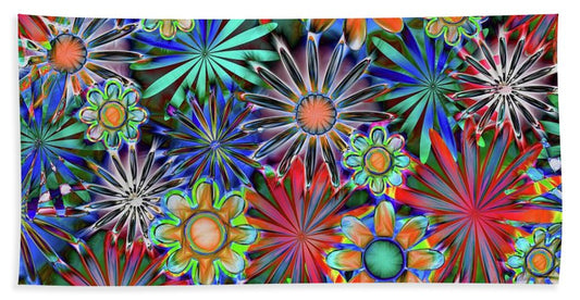 Tropical Daisies Collage - Bath Towel