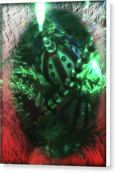 Victorian Green Christmas Through The Window - Canvas Print