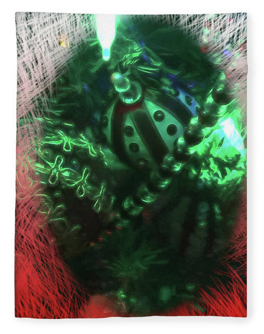 Victorian Green Christmas Through The Window - Blanket