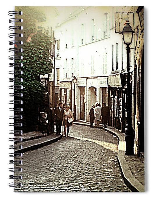 Vintage Travel Cobblestone Cafe - Spiral Notebook