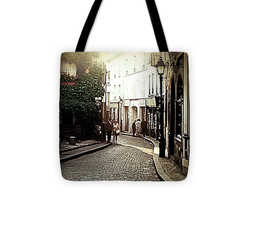 Vintage Travel Cobblestone Cafe - Tote Bag