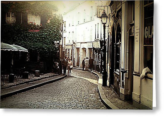 Vintage Travel Cobblestone Cafe - Greeting Card