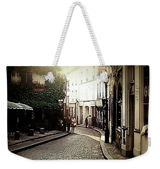 Vintage Travel Cobblestone Cafe - Weekender Tote Bag