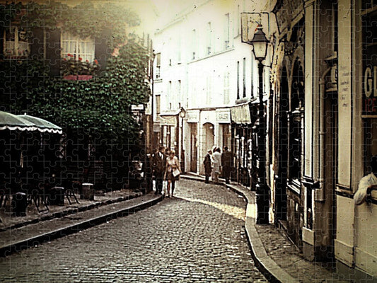Vintage Travel Cobblestone Cafe - Puzzle