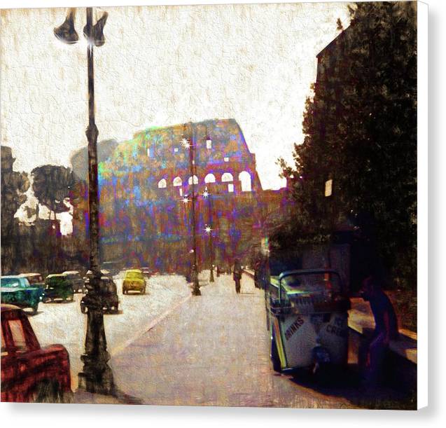 Vintage Travel Down The Street From The Colosseum - Canvas Print