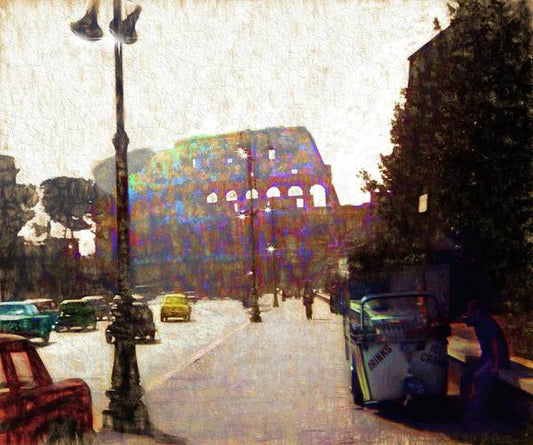 Vintage Travel Down The Street From The Colosseum - Art Print